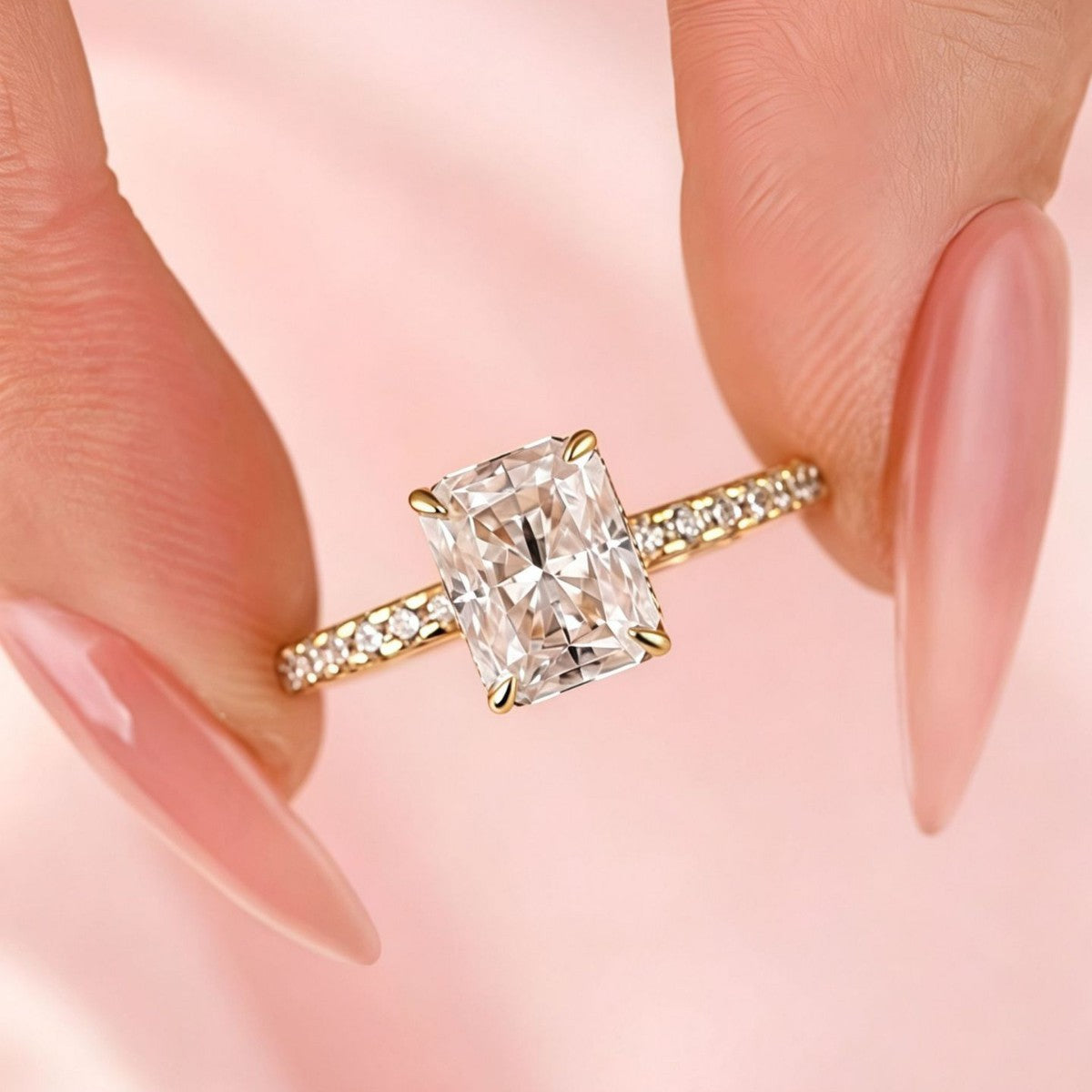 Ice Flower Cut Moissanite Light Luxury High-grade Sugar Couple Temperament Ring