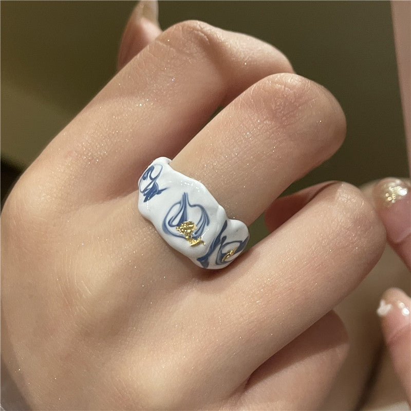 Niche Gold Foil Sealing Glaze Dripping Oil Opening Rings