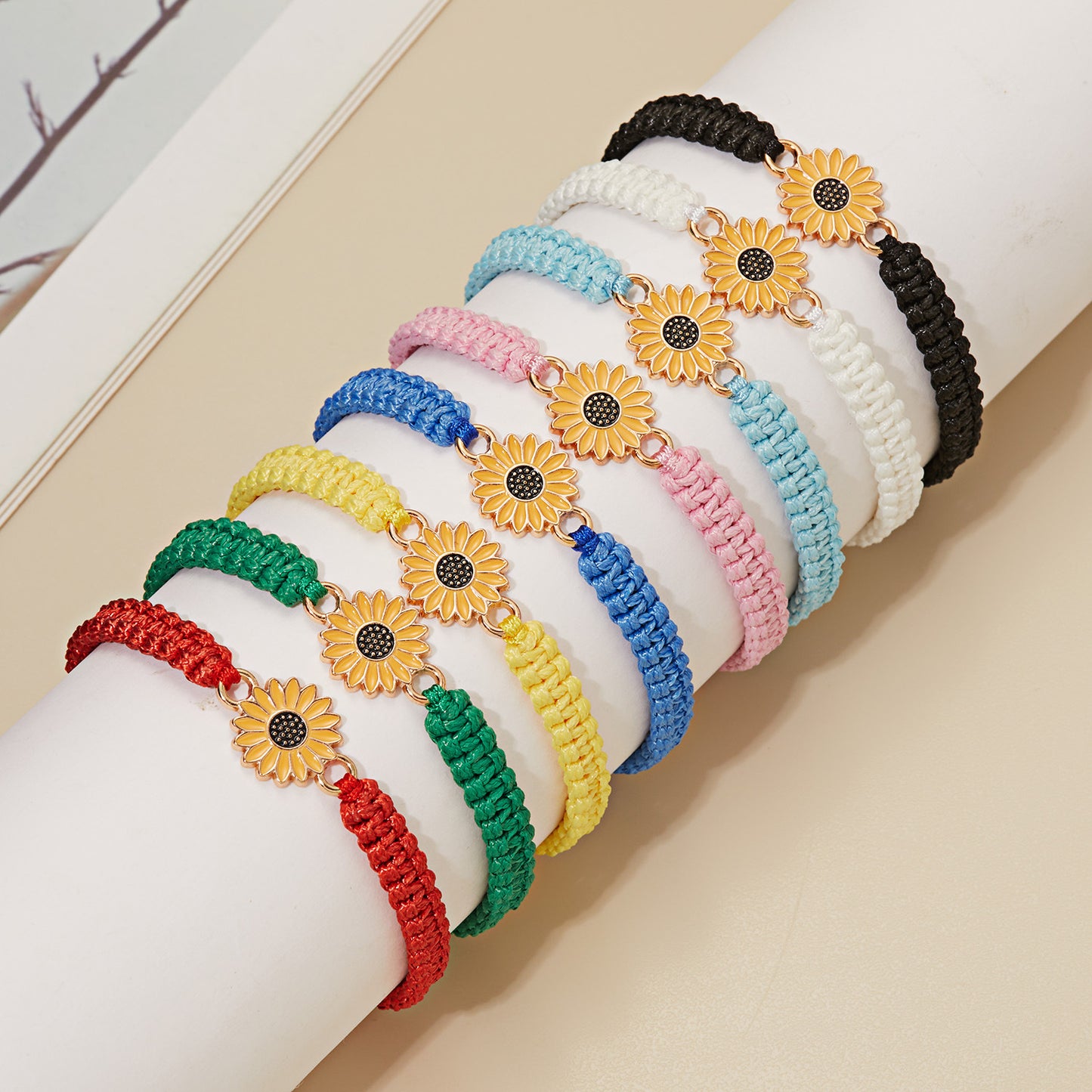 Handmade Woven Sunflower Fashion Daisy Couple Bracelets