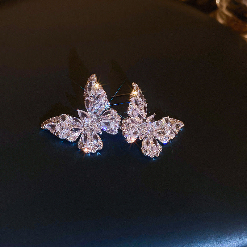 Korean Style White Zircon High-grade Simple Personalized Design Sense Earrings