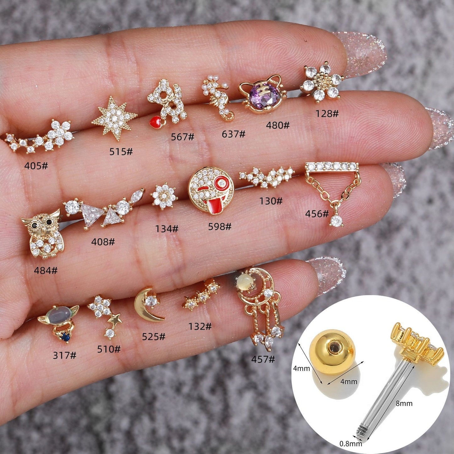 Women's Flower Stainless Steel Rod Piercing Ear Niche Personality Earrings