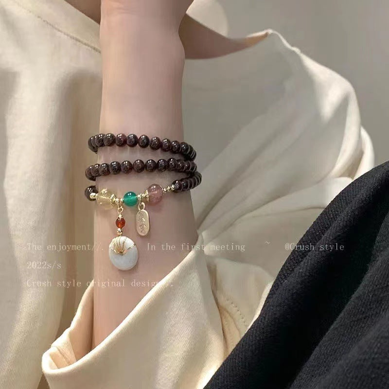 Garnet Female Light Luxury Simplicity Safety Buckle Lucky Bracelet