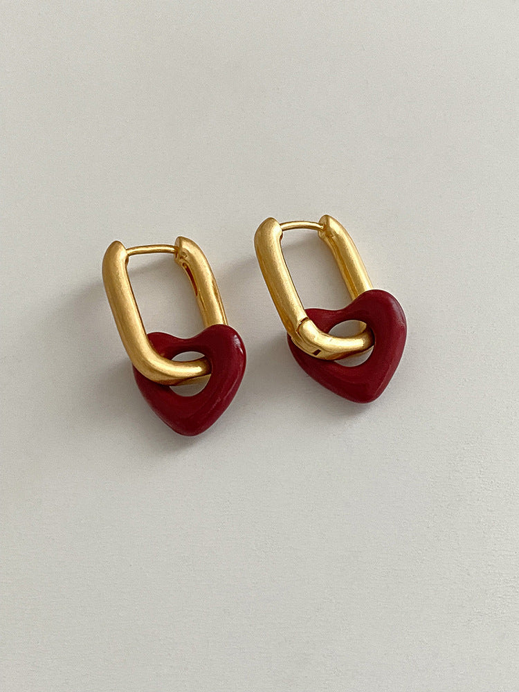 High-grade Light Luxury Peach Ear Clip Frosty Rings
