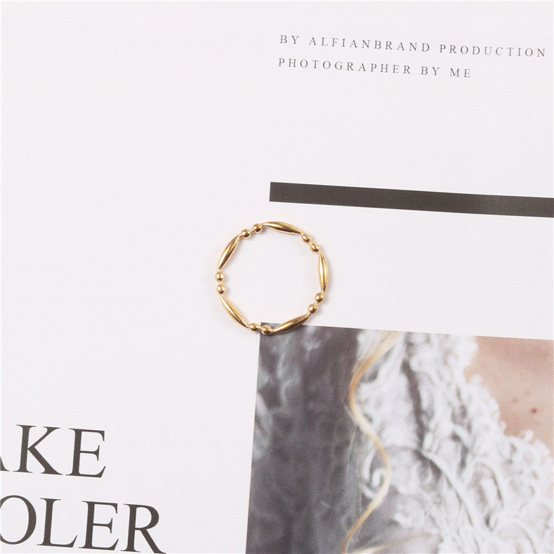 Design Interval Round Beads Oval Bead Titanium Ring