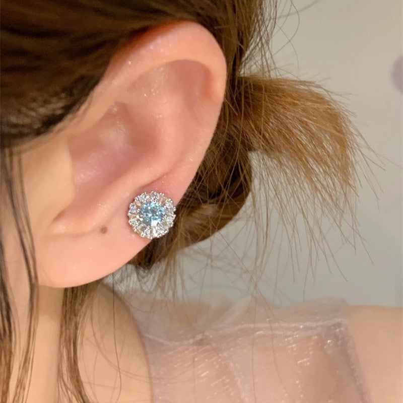 Zircon Edelweiss Titanium Steel Ear Female Before Sleep High-grade Stud Earrings