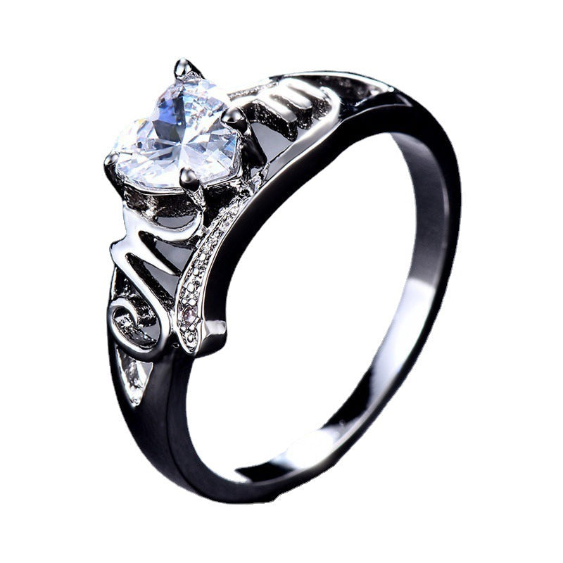 Electroplated Heart-shaped Zircon Popular Fashion Female Rings