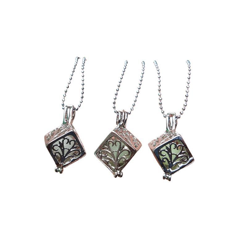 Luminous Hollow Ing Tree Square Vintage Openable Sier Alloy Pendants