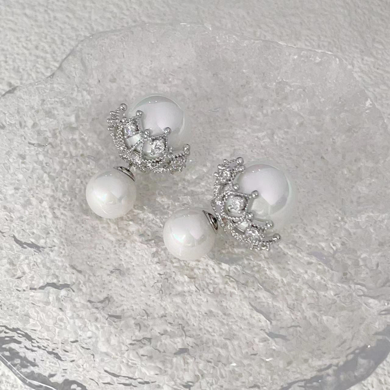 Double-sided Pearl Double Sides Ear Temperament Earrings