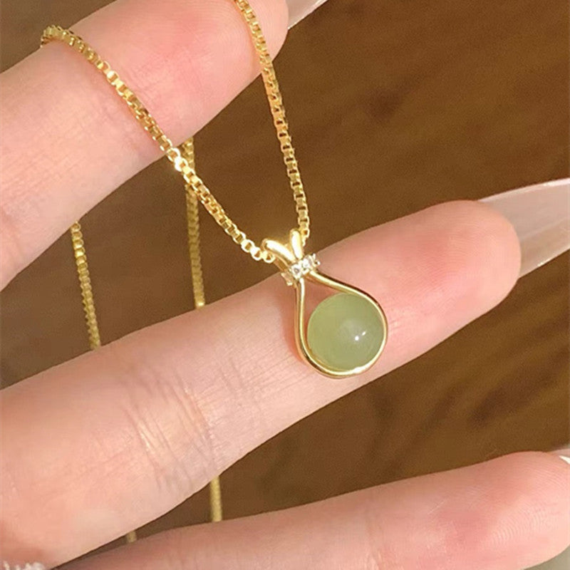 Women's Jade Special Interest Light Luxury National Style Simple Beads Clavicle Necklace