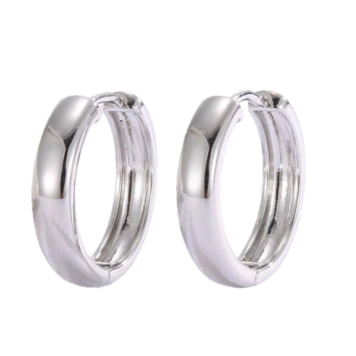 Round Plain Circle Ear Clip Korean Style Laminated Basic Classic Stud Earrings
