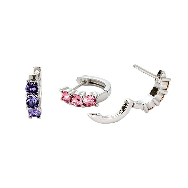 Zircon Candy Color Straight Needle Exquisite Clip Ear Buckle