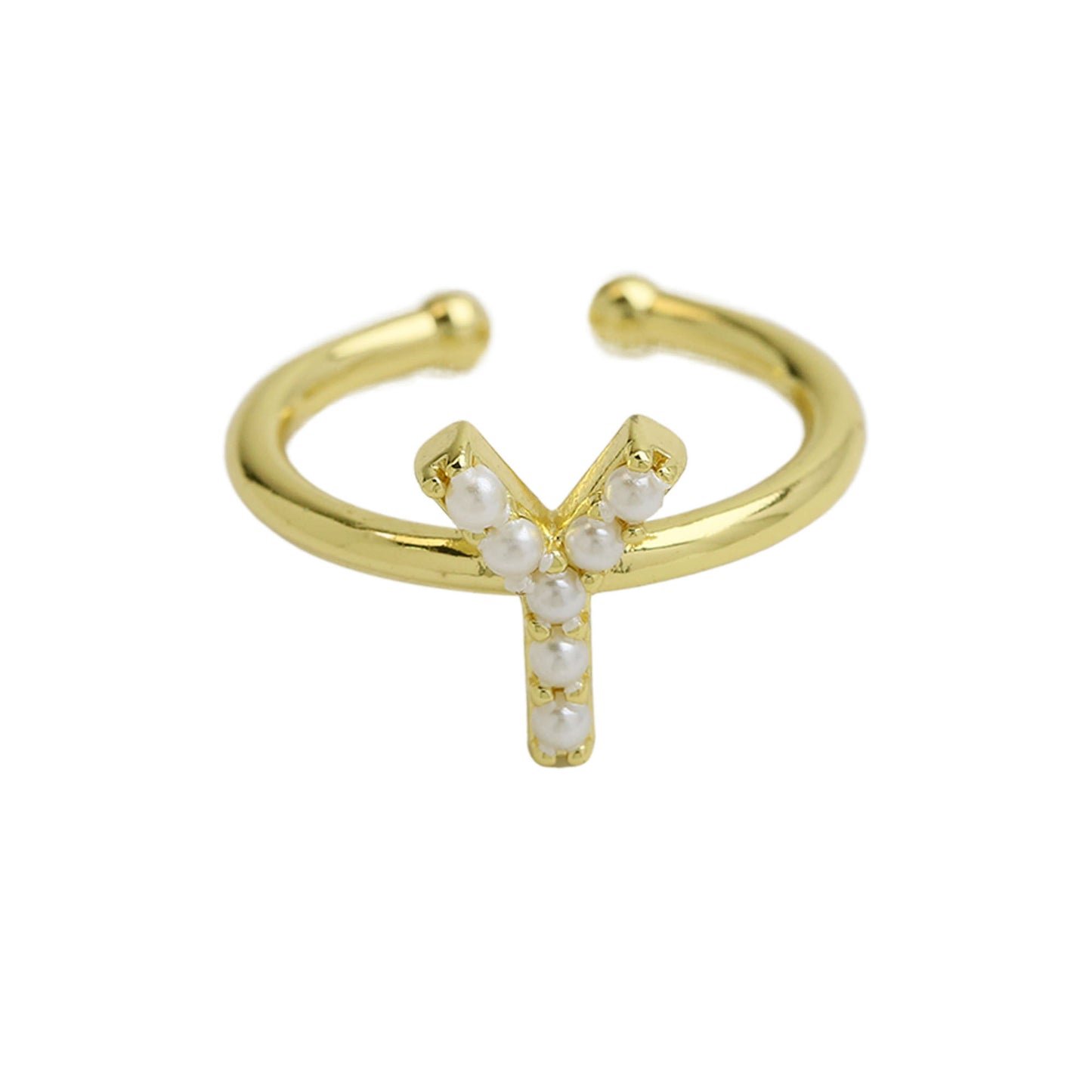 Women's Xi Brass Pearl English Letters Open Rings