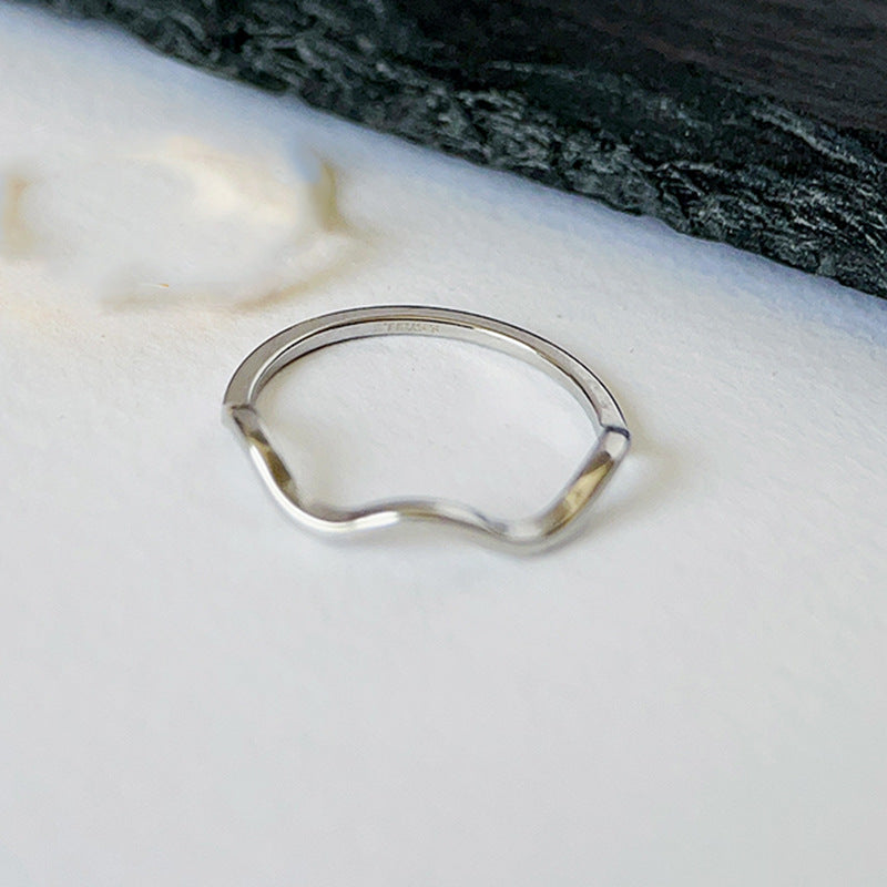 Simple Wave Curve Twin Fine Gold Little Finger Knuckle Titanium Bracelets