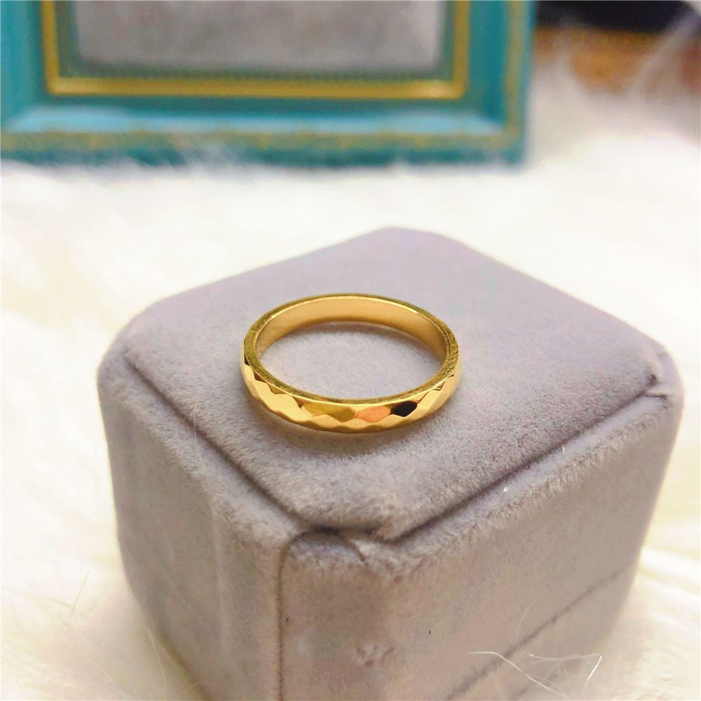 Luxury Cold Wind Diamond Pattern Titanium Steel No Fading Rings