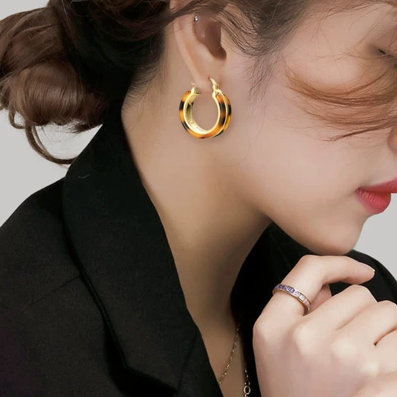 Retro Personality Leopard Print Female Ear Clip Earrings
