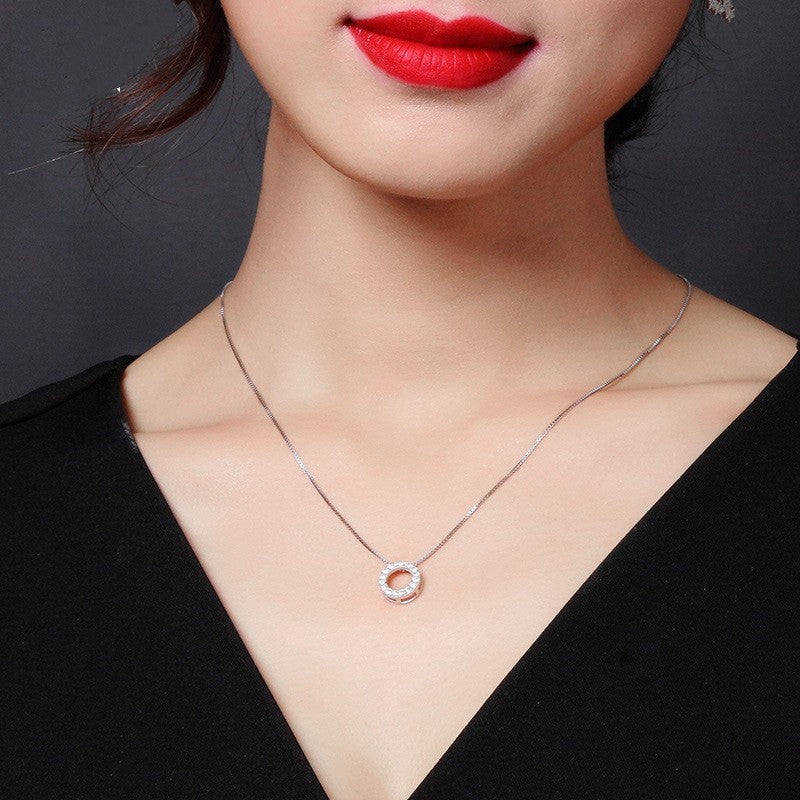 Sier-plated Circle Temperament Wild Ladies Clavicle Chain Fashion Personalized Necklace