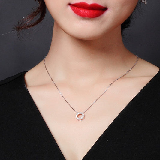 Sier-plated Circle Temperament Wild Ladies Clavicle Chain Fashion Personalized Necklace