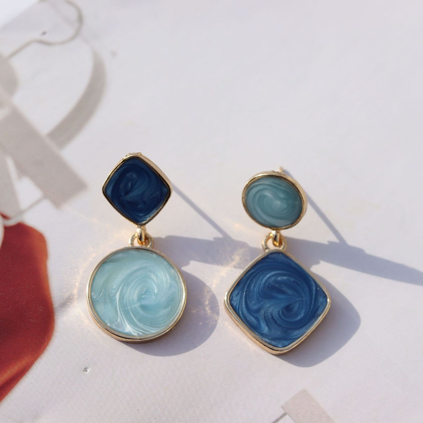 Asymmetric Simple Dripping Oil Style Painting Starry Stud Earrings