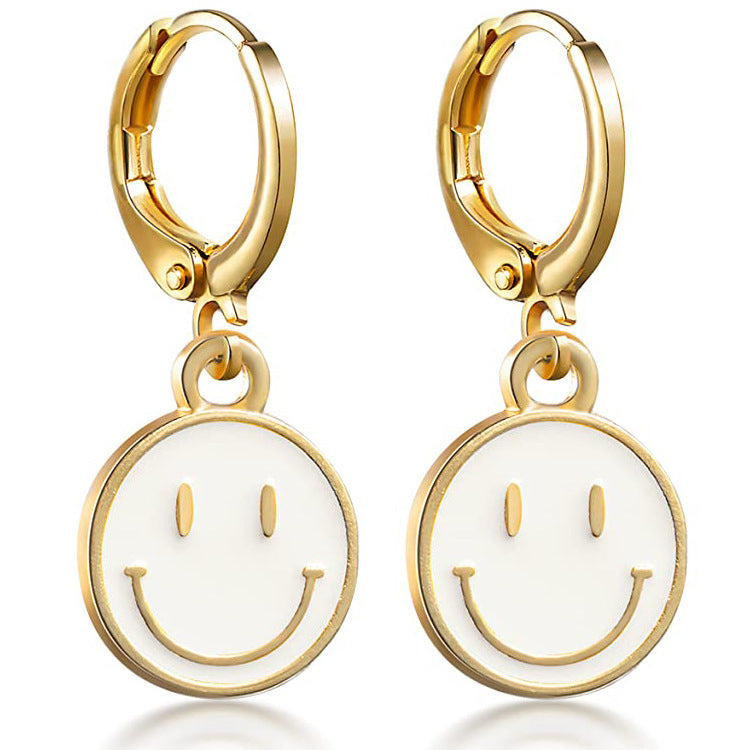 Cartoon Smiley Oil Dripping Craft Love Star Earrings