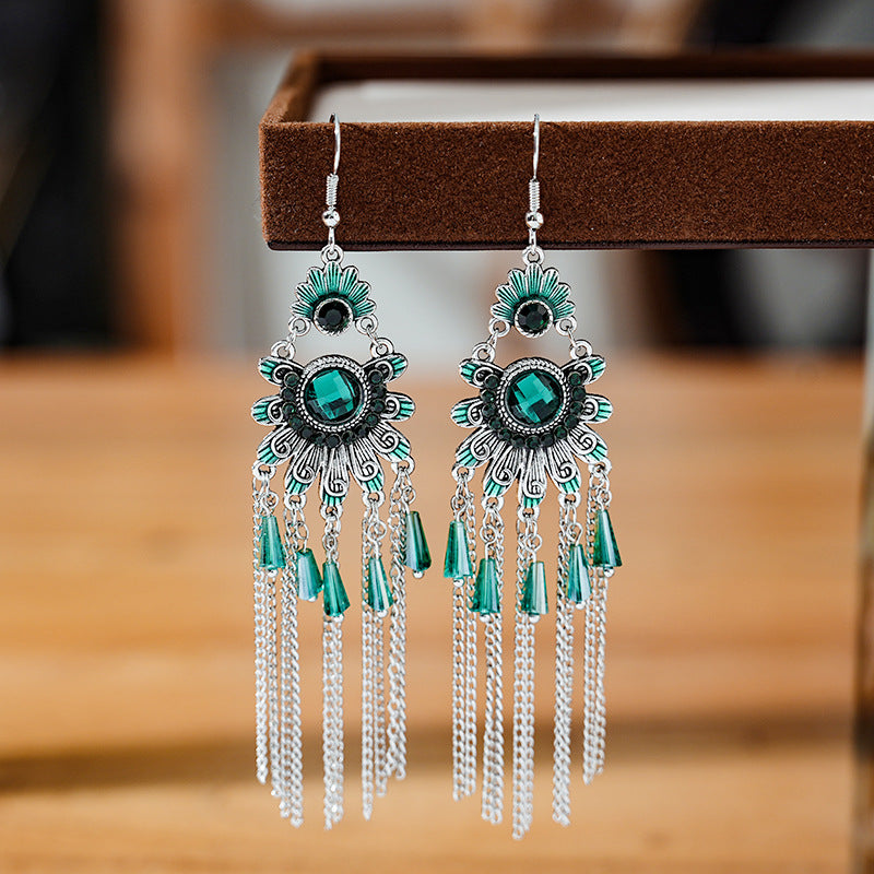 Chinese Style Crystal Long Chain Alloy Your Earrings