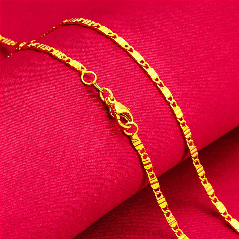 Women's Lobster Buckle Color Gold Plated Water Wave Chain Snake Bones Necklace