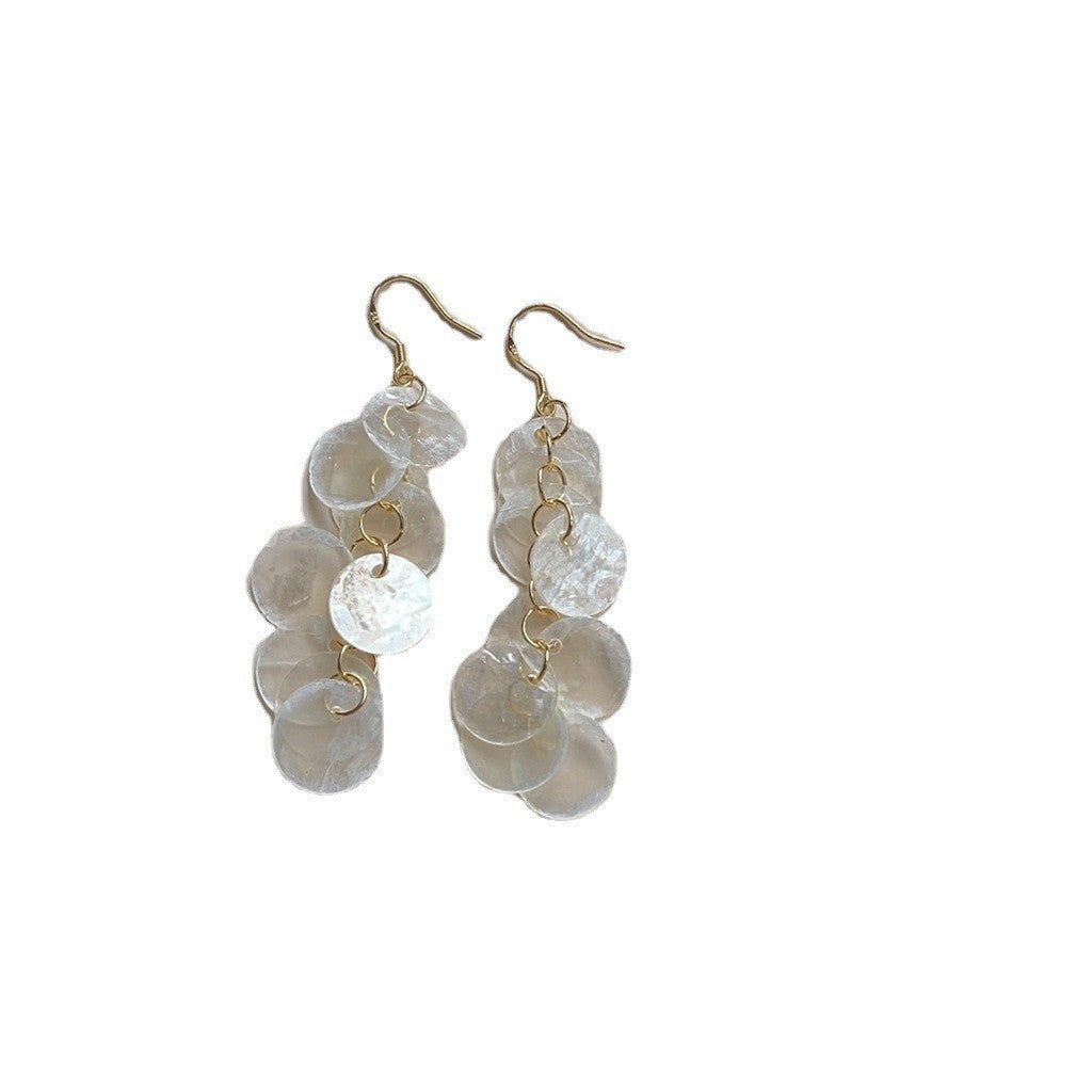 Plated Creative Design Temperament Beautiful Shell Crystal Female Earrings