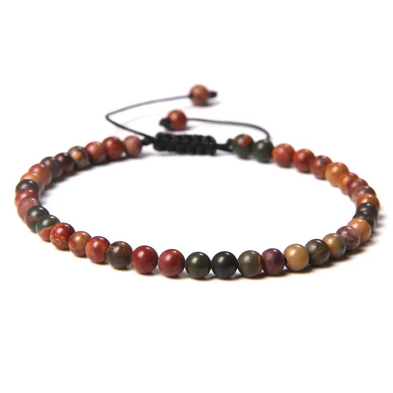 Agate Stone Braided Adjustable Gemstone Beads Bracelet