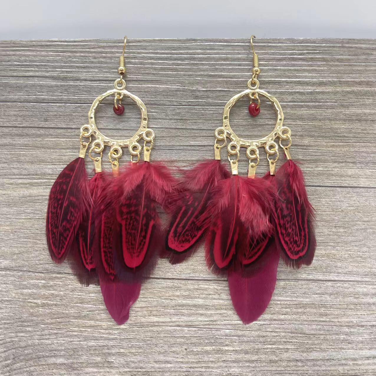 Women's Feather Yunnan Travel Vacation Retro Ethnic Earrings