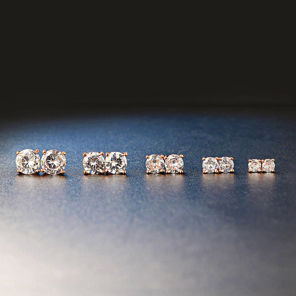 Women's Classic Simple Four Claw Round Zircon For Gold Plated Multicolor Rings