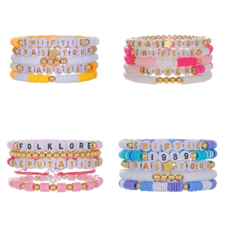 Women's Swift Fan Reputation English Letter Polymer Bracelets