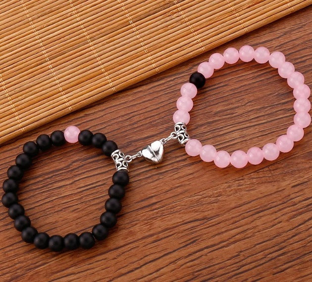 Heart-to-heart Couple Female Niche Design Magnet Bracelets