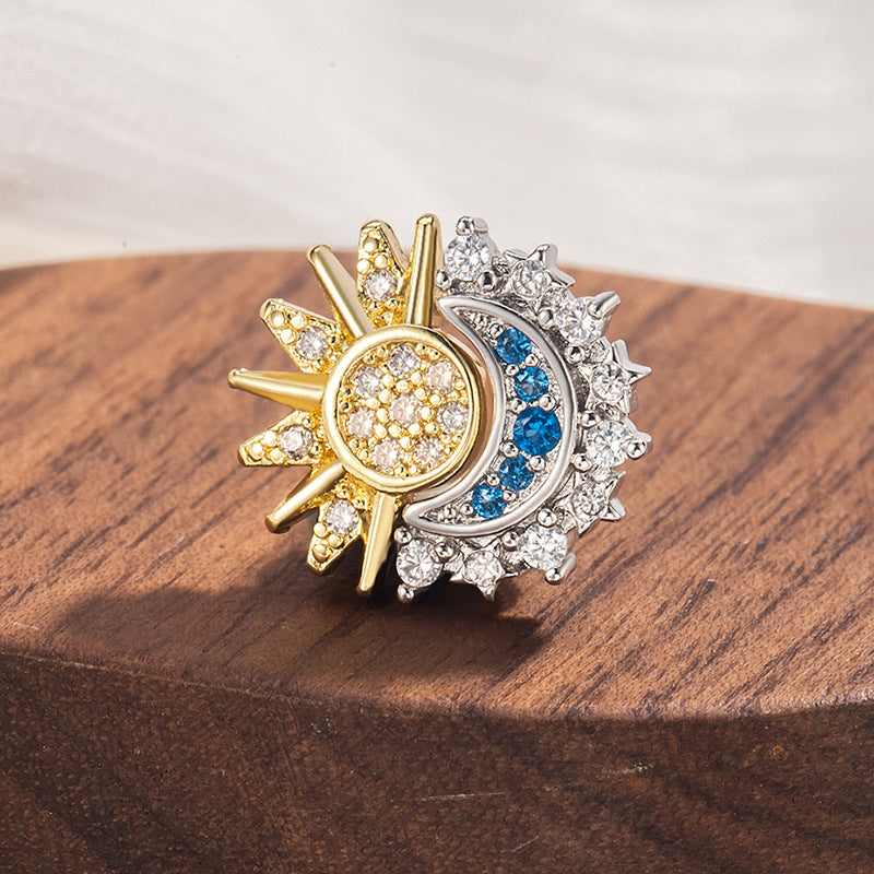 Women's Sun Moon For Rhinestone High Sense Retro Stud Earrings