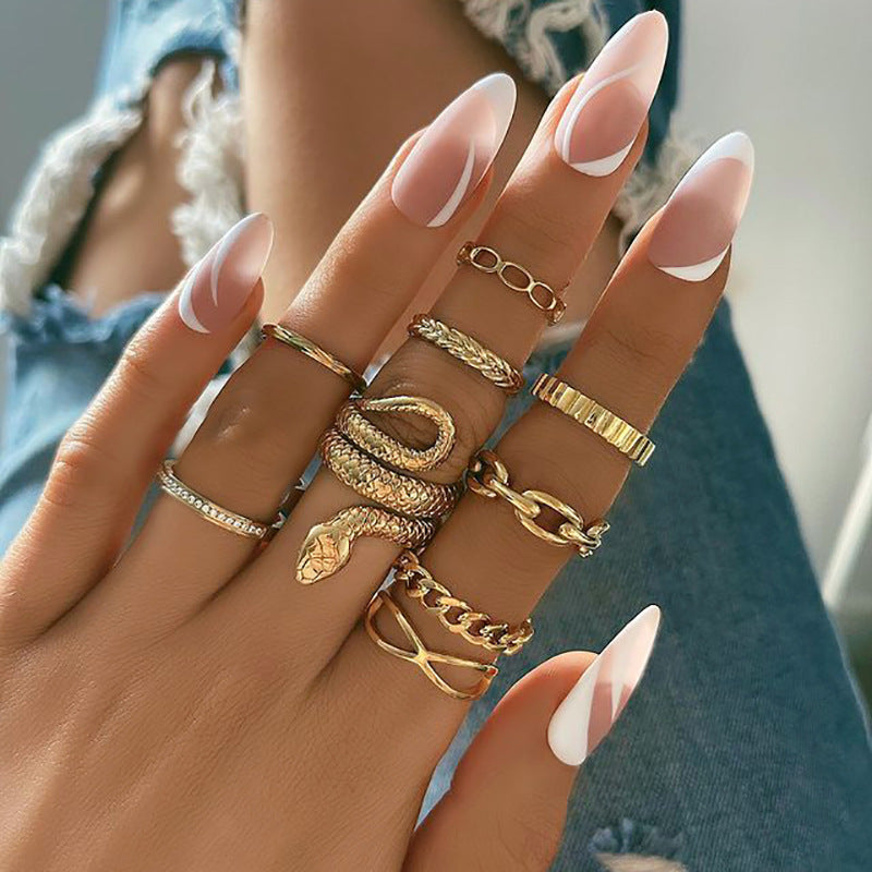 Snake Set Hollow Chain Cross Twist Rings