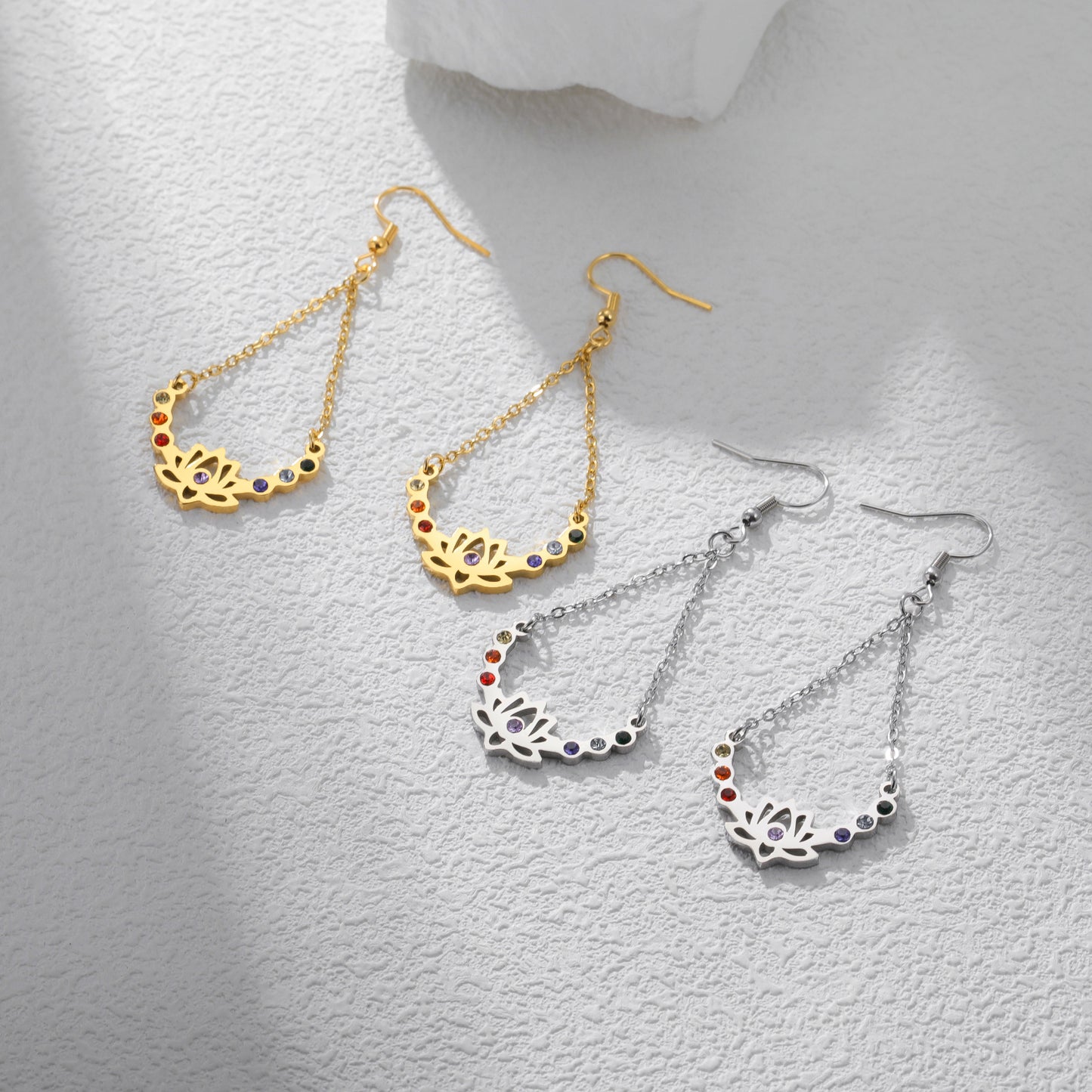 Niche Design Light Luxury Diamond Lotus Stainless Earrings