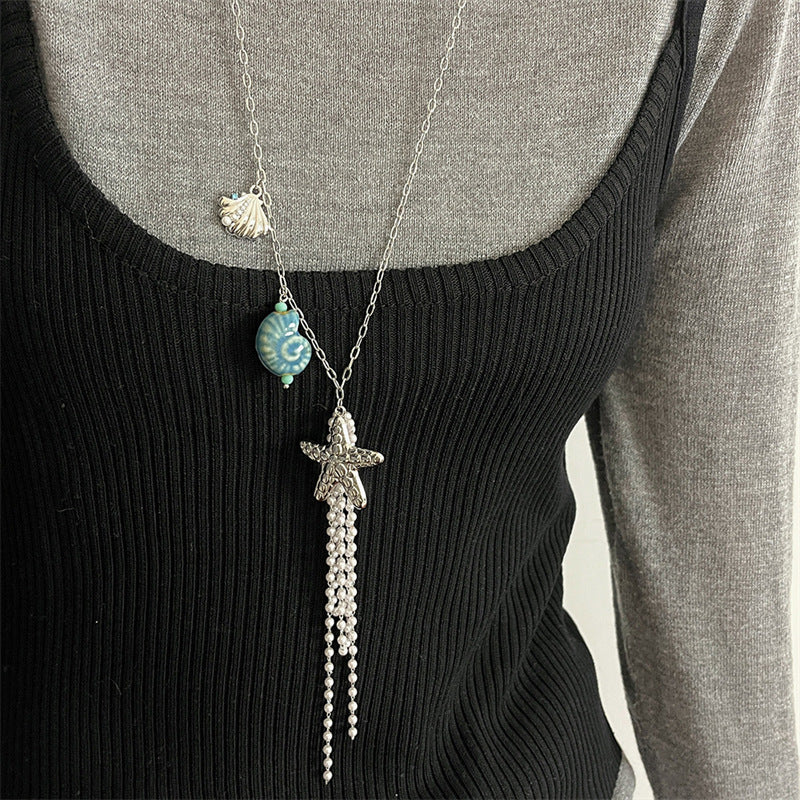 Women's Starfish Beaded Summer Long With Skirt Sweet Cool Hot Style Necklace