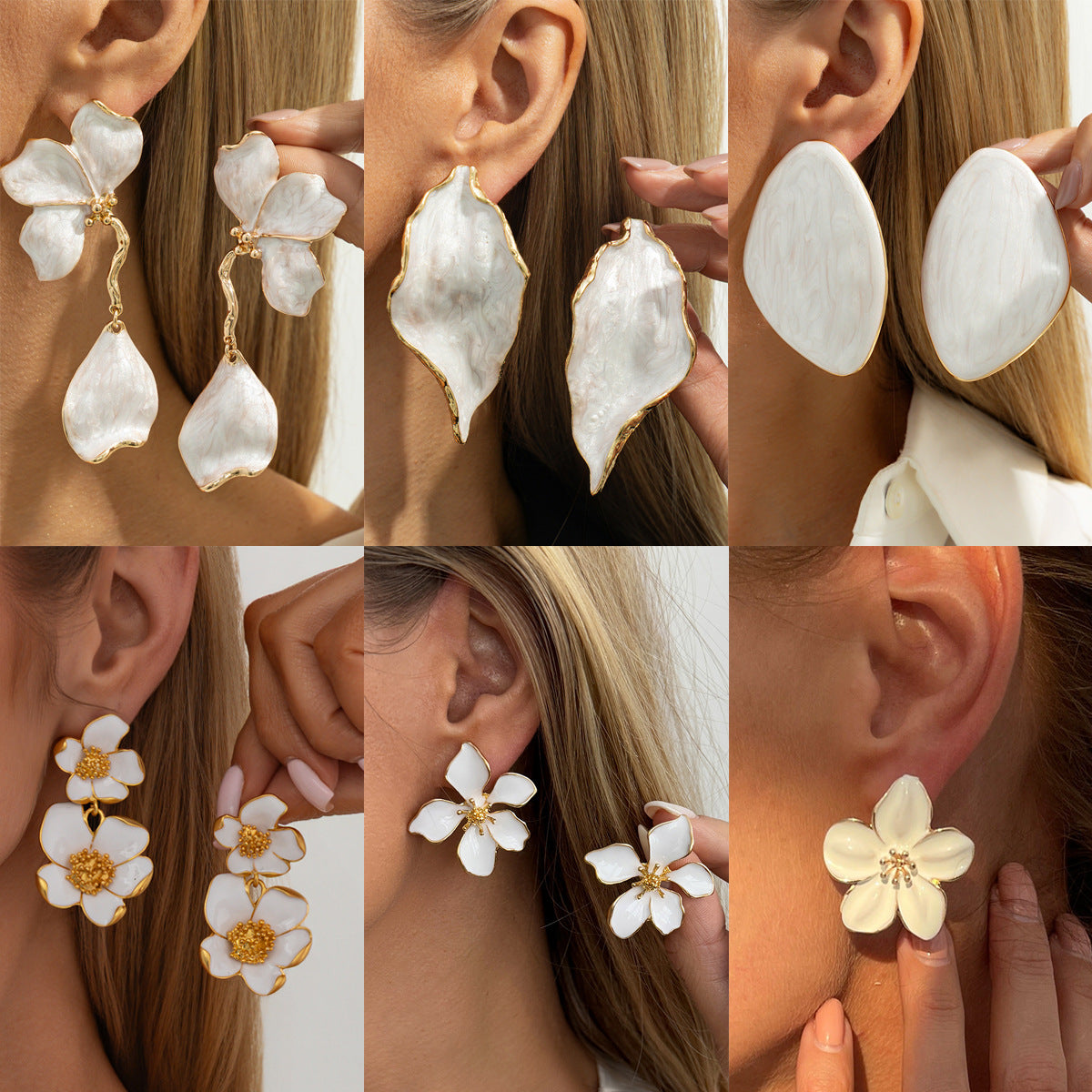Colorful Oil Three-dimensional Flower Sweet Style Artistic Retro Metal Rings