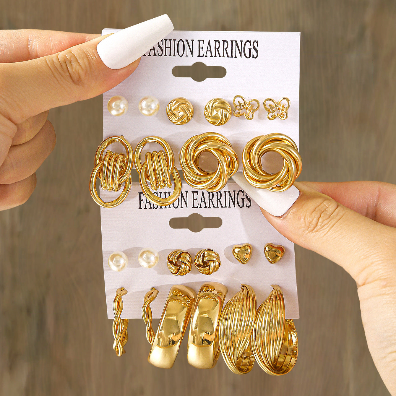 Metal Geometric Eardrop Pearl Female Alloy Round Earrings