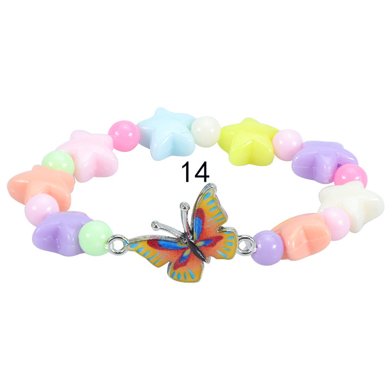 Children's Colorful Beaded Cute Butterfly Kindergarten Birthday Bracelets