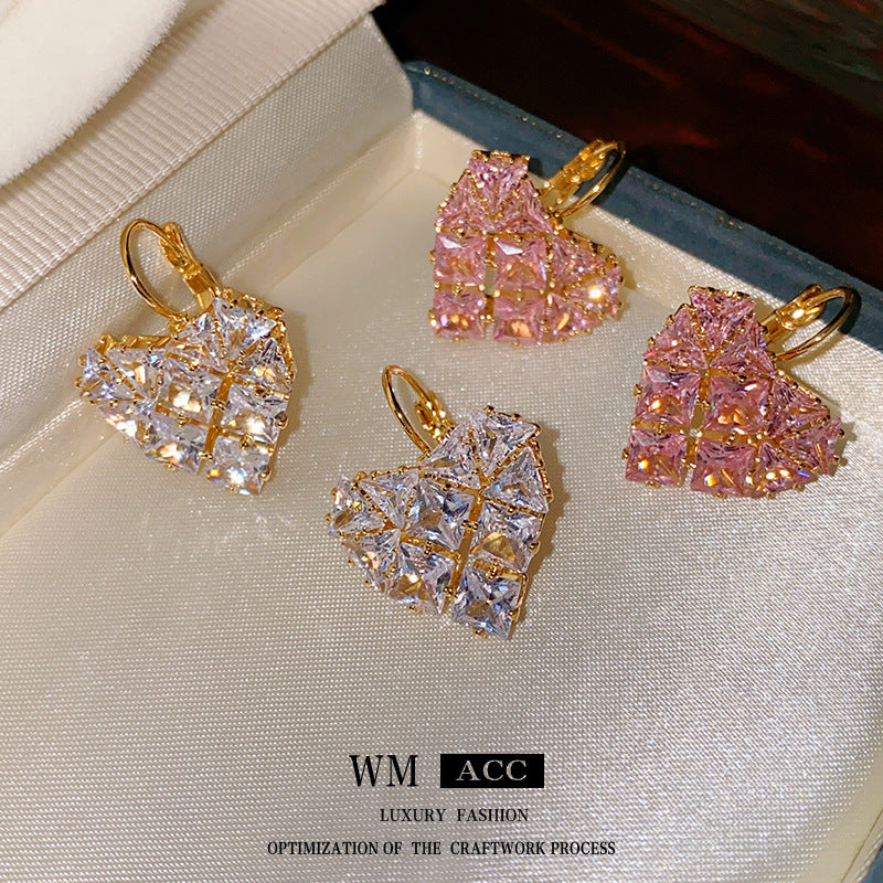 Women's Zircon Love Ear Clip Fashionable Temperamental Light Luxury Earrings
