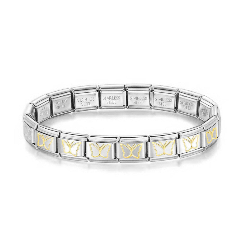 Steel Module Elastic Vacuum Plating Real Gold Bracelet