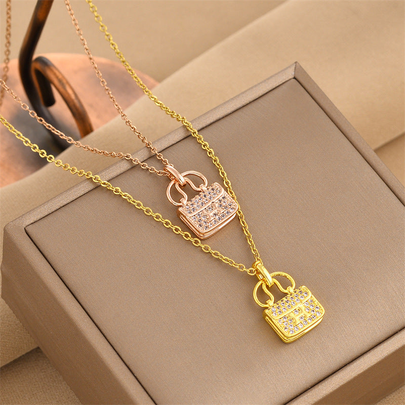 Women's Fashion Letter Bag Titanium Steel Full Necklaces