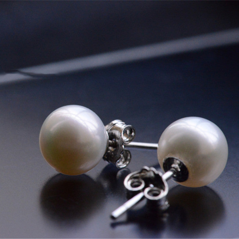 Pearl Sier-plated Needle Shell Pearls Ladies Korean Stud Earrings
