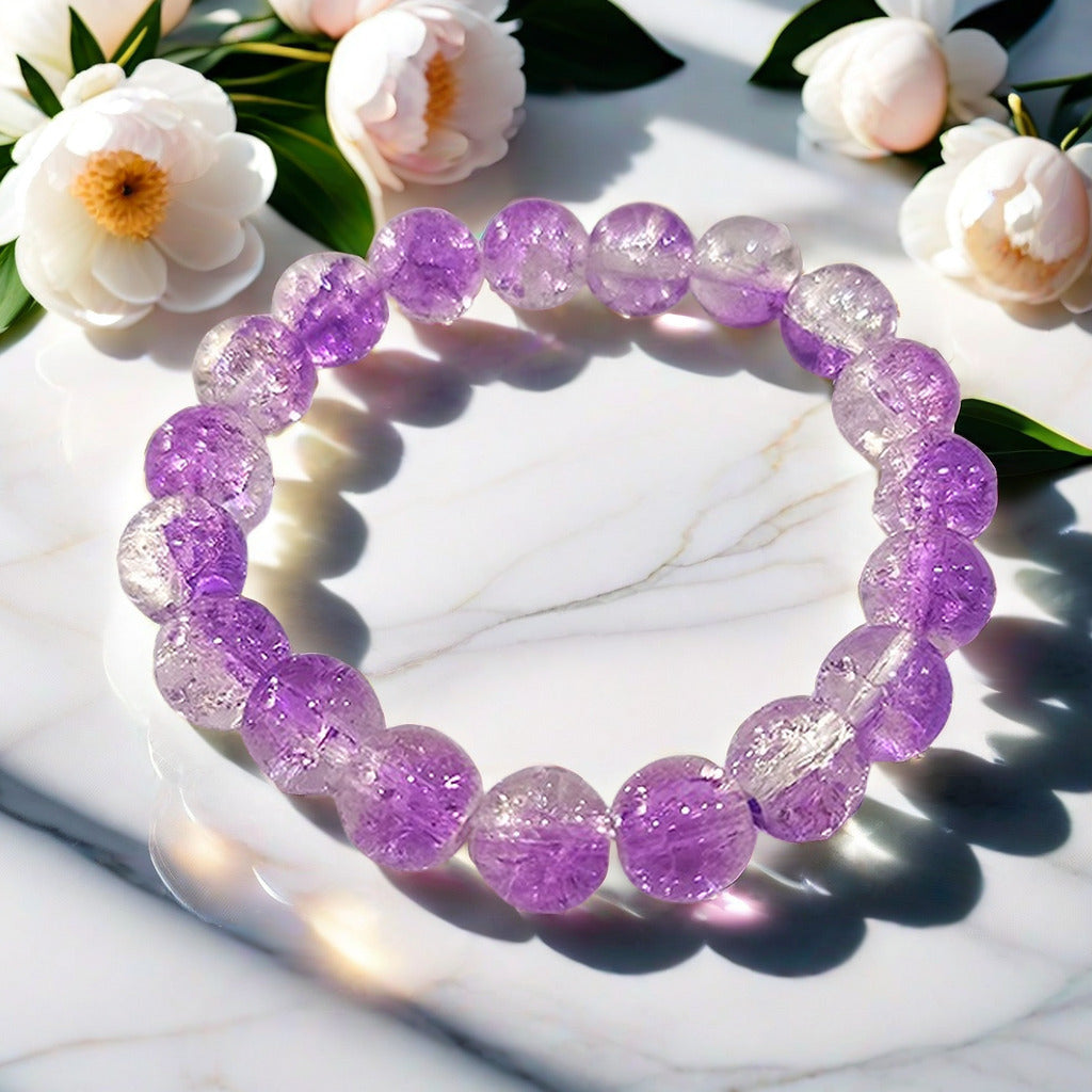 Purple Brushed Floral Beads Female Hand Toy Bracelet
