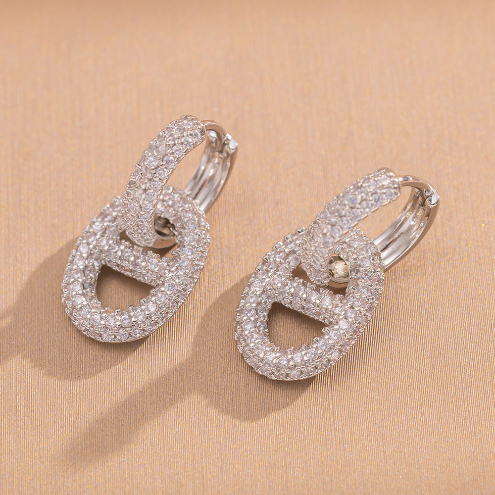 Simple Classic All Match Fashion Zircon Earrings