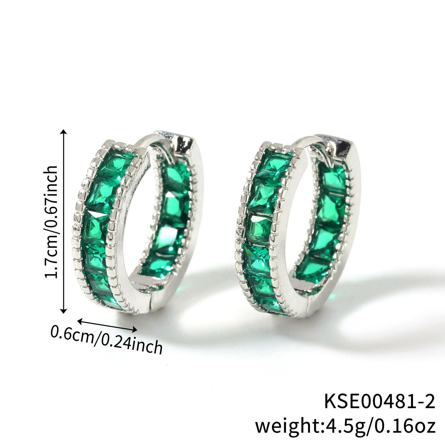 Color Square Zircon Shaped Clip Optional Fashion Full Diamond Ear Buckle