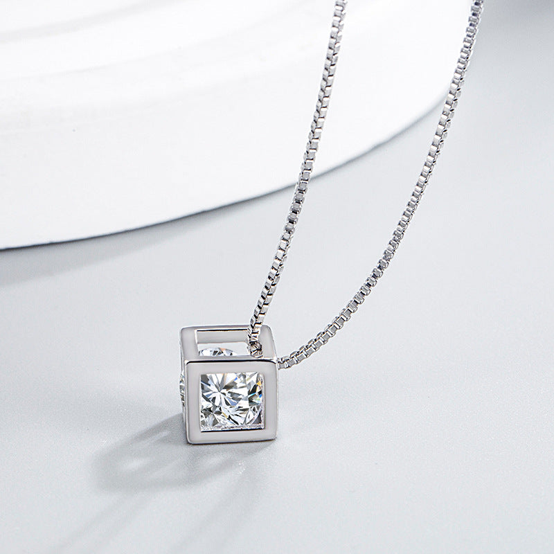 Cube Female Rhinestone Zircon Square Window Pendants