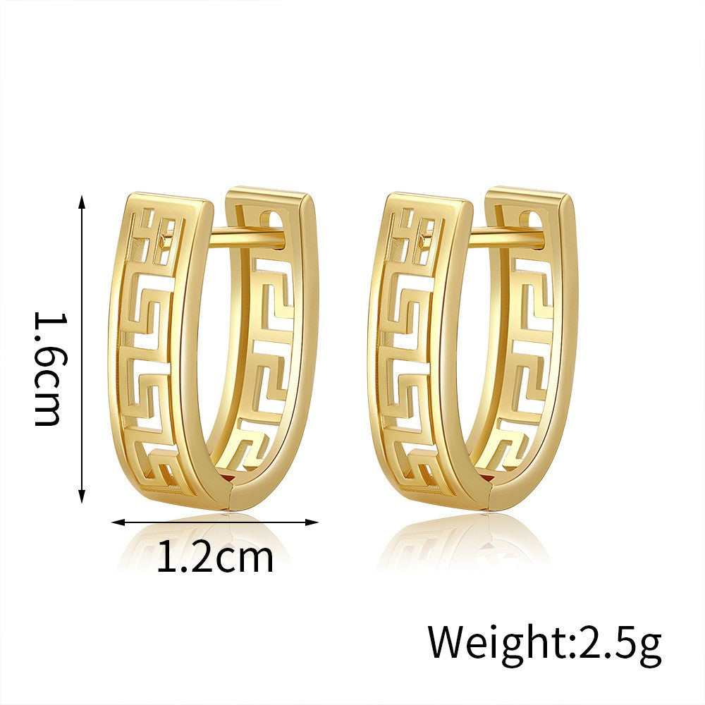 Women's U-shaped Hollow Pattern Ear Clip Simple Gold Rings