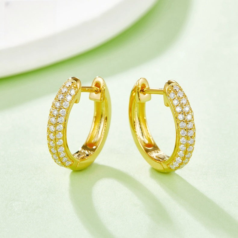 Ear Clip High Quality Zircon Full Diamond Circle Design Earrings