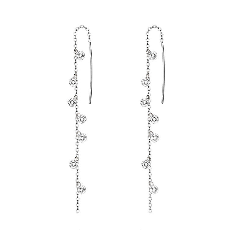Tassel Female Fairy Temperamental Design Zircon Earrings