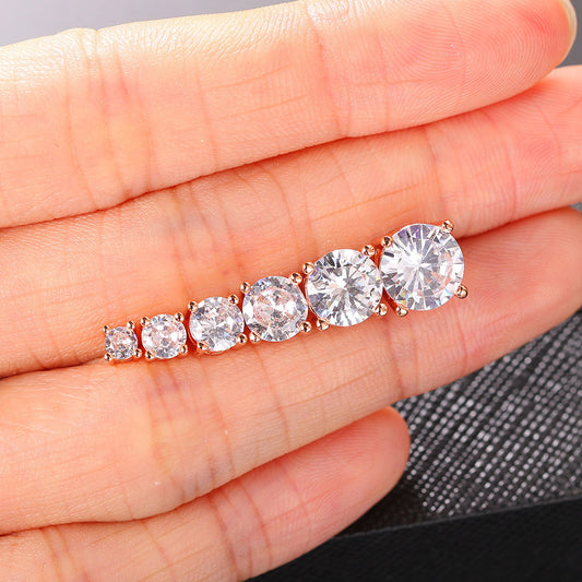 Women's Classic Simple Four Claw Round Zircon For Gold Plated Multicolor Rings